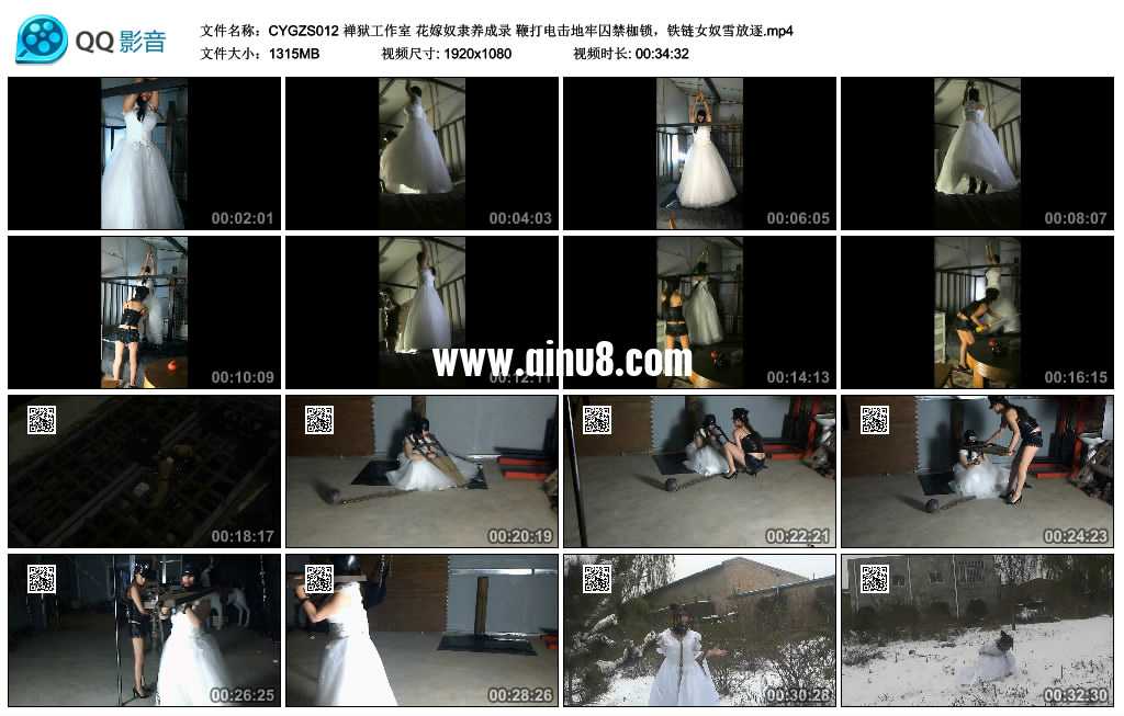 禅狱工作室 花嫁奴隶养成录 鞭打电击地牢囚禁枷锁，铁链女奴雪中放逐
