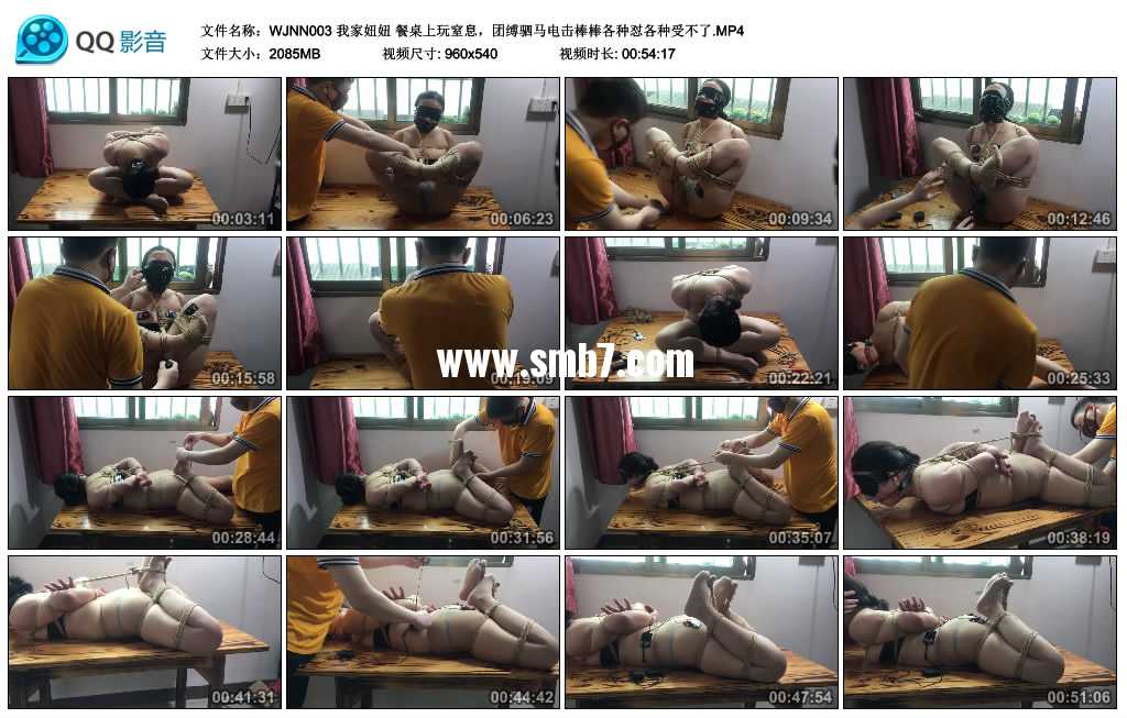 我家妞妞 餐桌上玩窒息，团缚驷马电击棒棒各种怼各种受不了视频下载