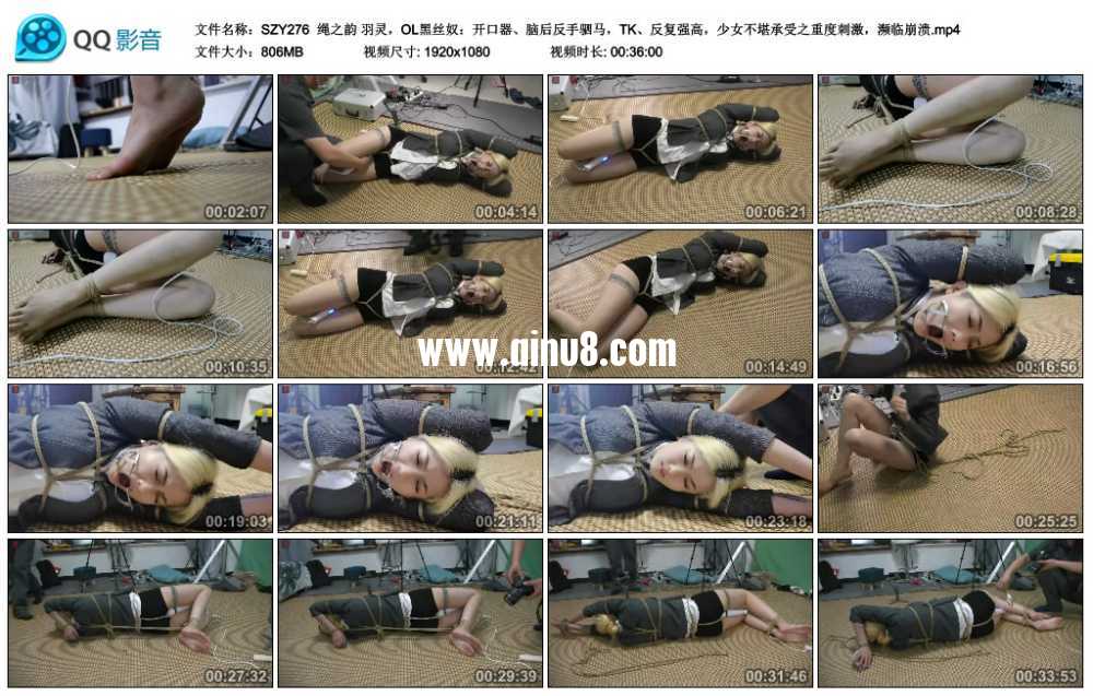 绳之韵 羽灵，OL黑丝奴：开口器、脑后反手驷马，TK、反复强高，少女不堪承受之重度...