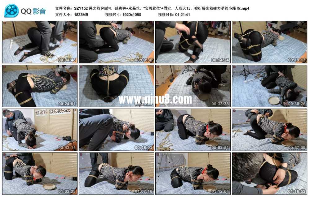 绳之韵 阿静4，踩脚裤+水晶丝，“宝贝就位”+固定，人形犬TJ，被折腾到筋疲力尽的...