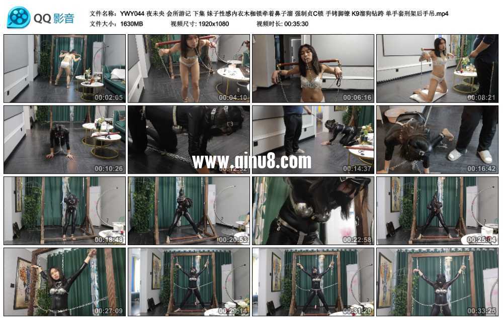 夜未央 会所游记 下集 妹子性感内衣木枷锁牵着鼻子溜 强制贞C锁 手铐脚镣 K9溜狗钻...