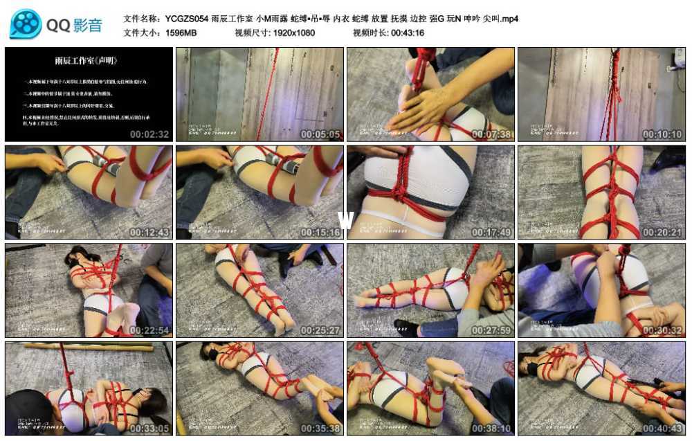 雨辰工作室 小M雨露 蛇缚 吊 辱 内衣 蛇缚 放置 抚摸 边控 强G 玩N 呻吟 尖叫