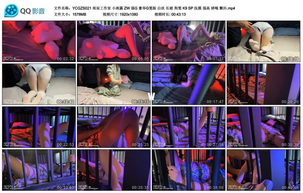 雨辰工作室 小雨露 ZW 强G 豪华G笼版 白丝 长裙 狗笼 K9 SP 抚摸 强高 娇喘 颤抖