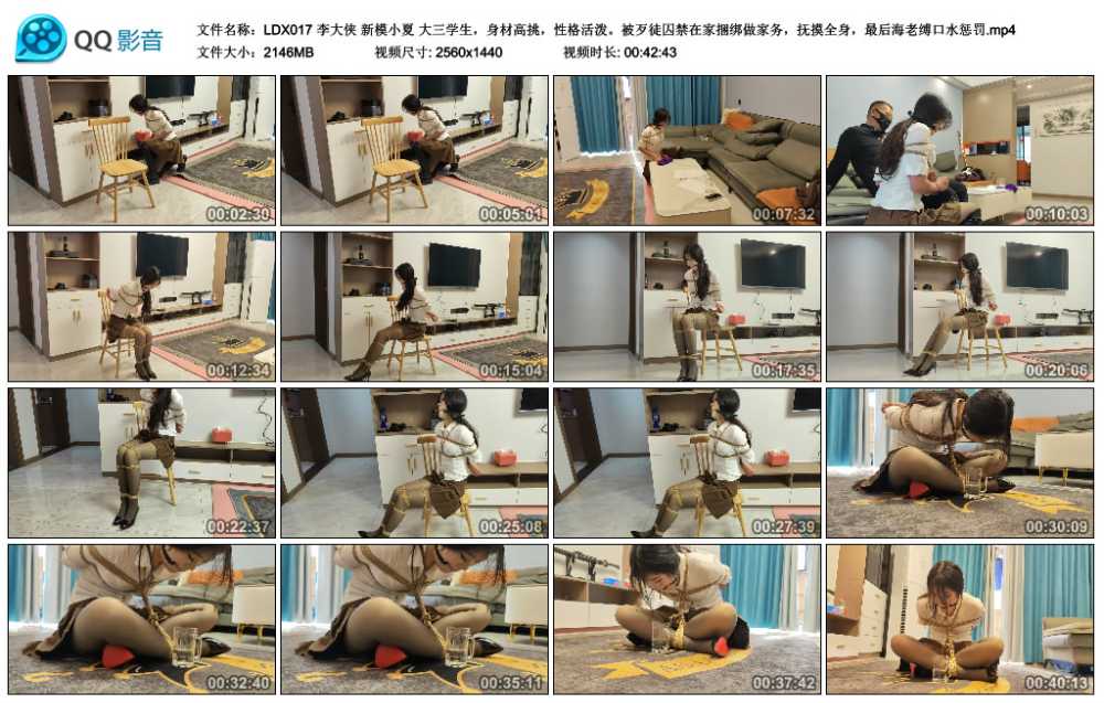 李大侠 新模小夏 大三学生，身材高挑，性格活泼。被歹徒囚禁在家捆绑做家务，抚摸...