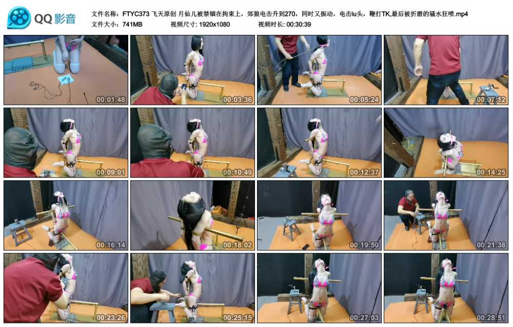 飞天原创 月仙儿被禁锢在拘束上，郊狼电击升到270，同时又振动，电击lu头，鞭打TK,...
