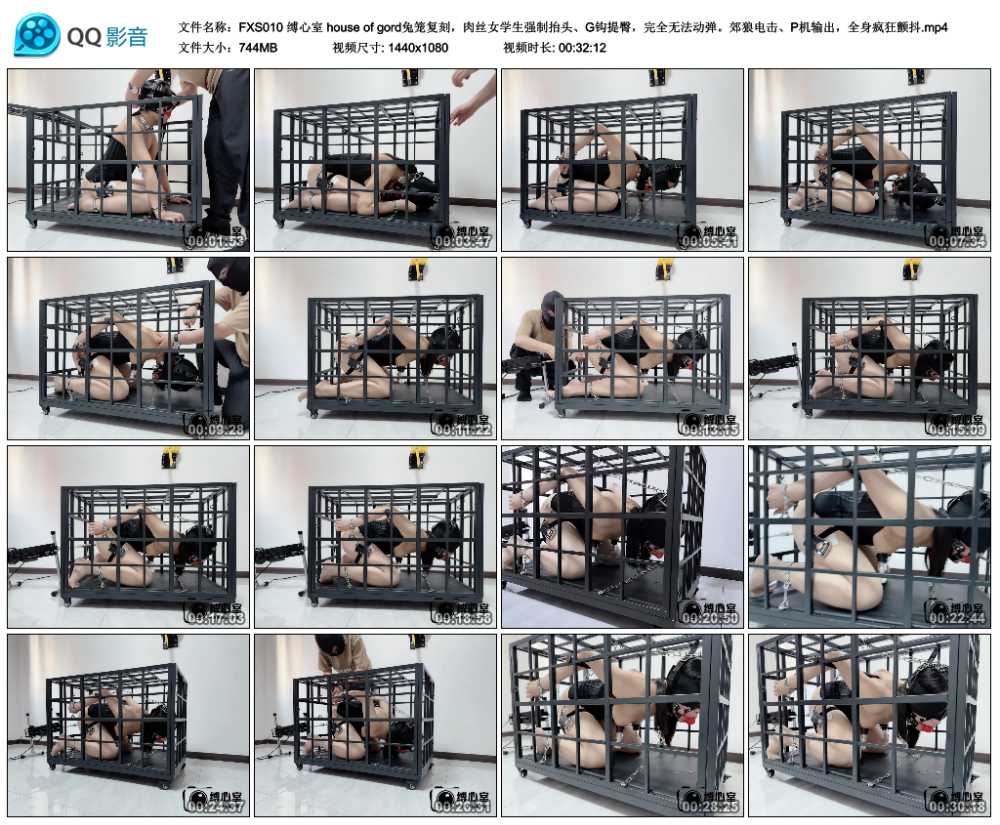 缚心室 house of gord兔笼复刻，肉丝女学生强制抬头、G钩提臀，完全无法动弹。郊狼...