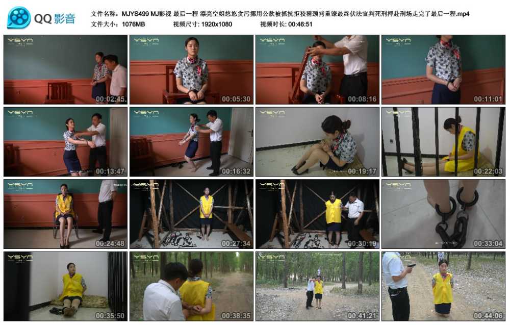 MJ影视 最后一程 漂亮空姐悠悠贪污挪用公款被抓抗拒狡猾颈拷重镣最终伏法宣判死刑...