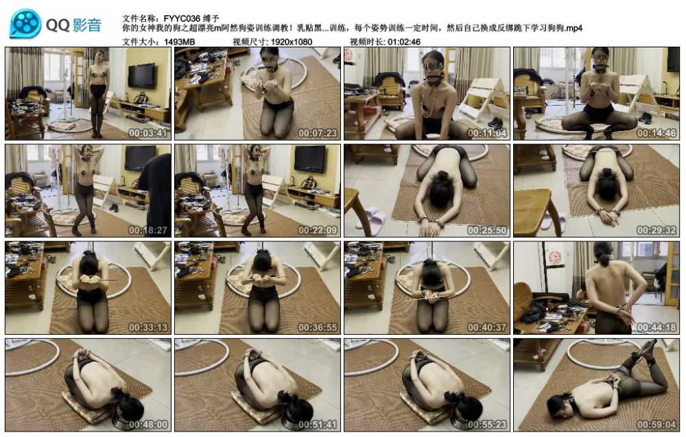 缚予 你的女神我的狗之超漂亮m阿然狗姿训练调教！乳贴黑丝+自缚+K9训练+踢裆踩踏+...