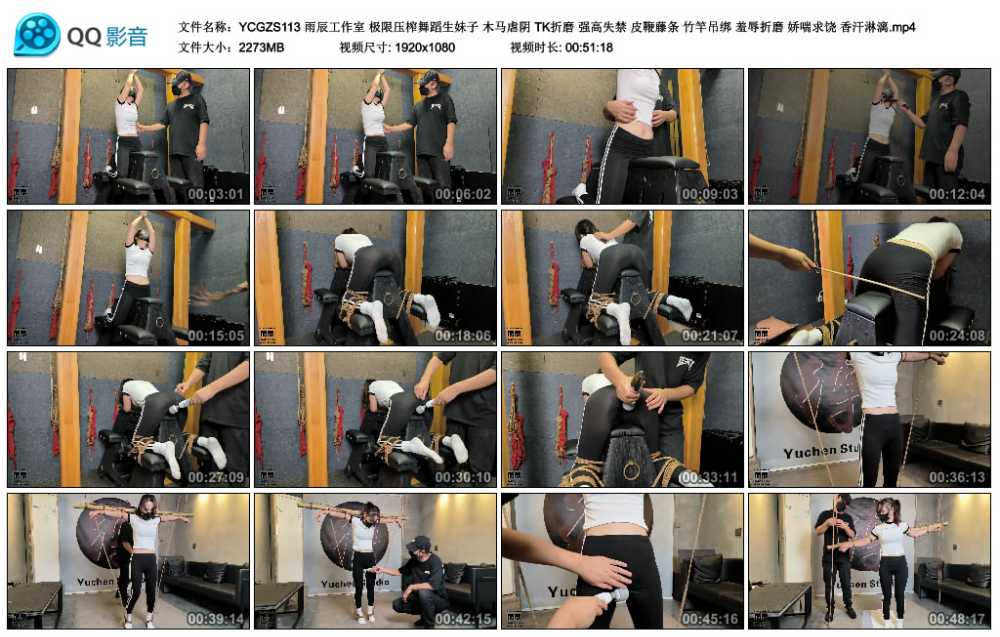 雨辰工作室 极限压榨舞蹈生妹子 木马虐阴 TK折磨 强高失禁 皮鞭藤条 竹竿吊绑 羞辱...