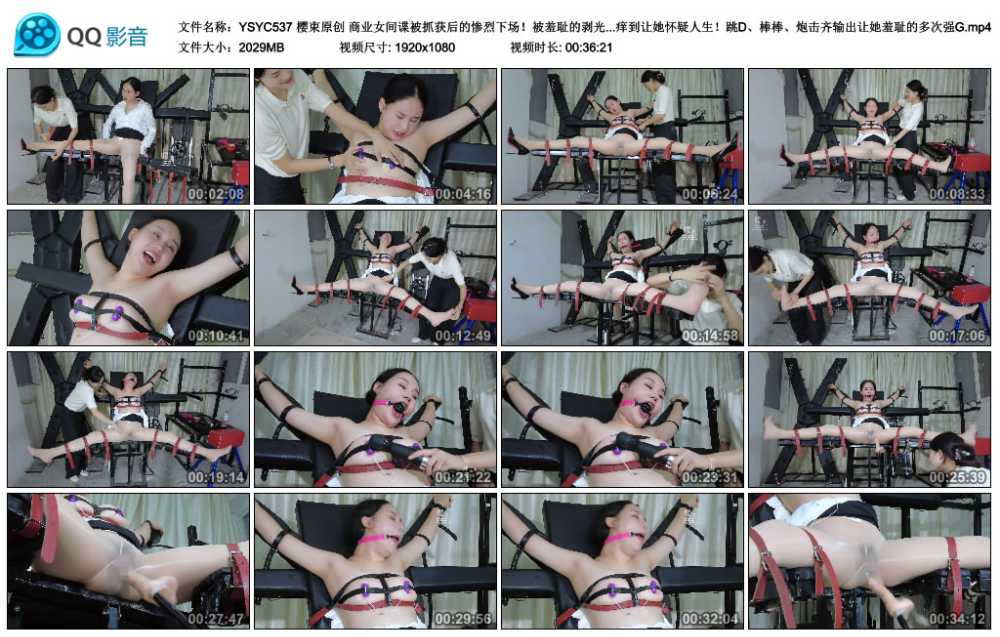 樱束原创 商业女间谍被抓获后的惨烈下场！被羞耻的剥光衣物固定在开腿刑椅上一顿猛...